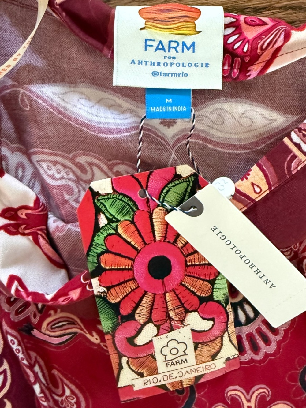 NWT Farm Rio Satin Slip A-Line Paisley Scarf Print Midi Skirt Medium - Picture 6 of 8